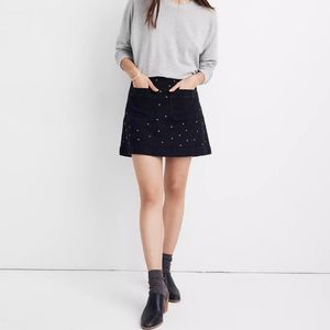 Madewell Stretch Denim A-Line Mini Skirt: Star Stud Edition